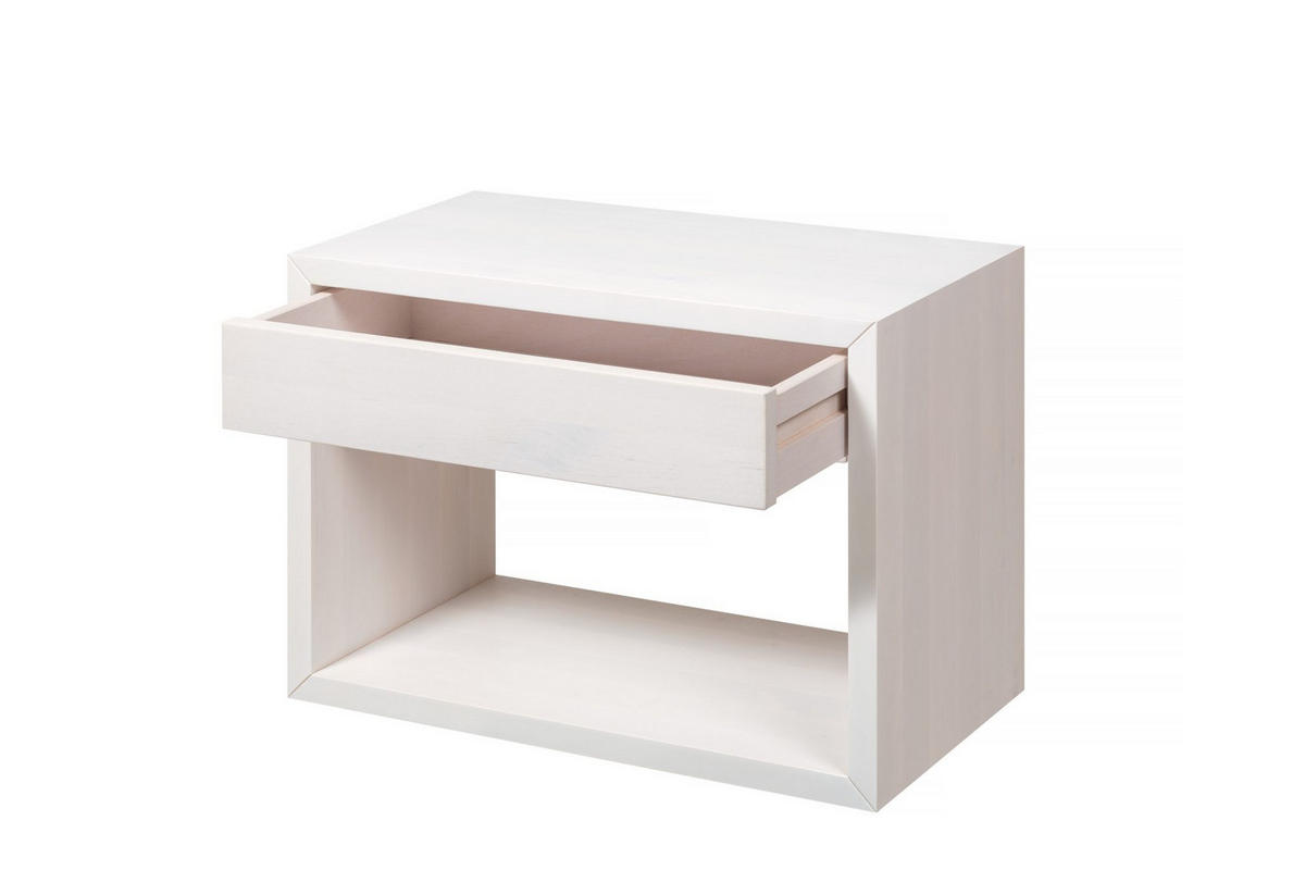 NACHTTISCH Hugo 2er Set, weiße Birke, 30/55/39 cm - Weiß, Holz (55/39/30cm) - WOODEK