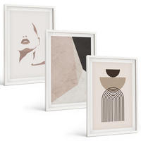 BILDER SET 3er Set - 40x60 cm Weißer Rahmen - Abstrakte Gesichtsformen - Weiß, Kunststoff (40/60cm) - TULUP