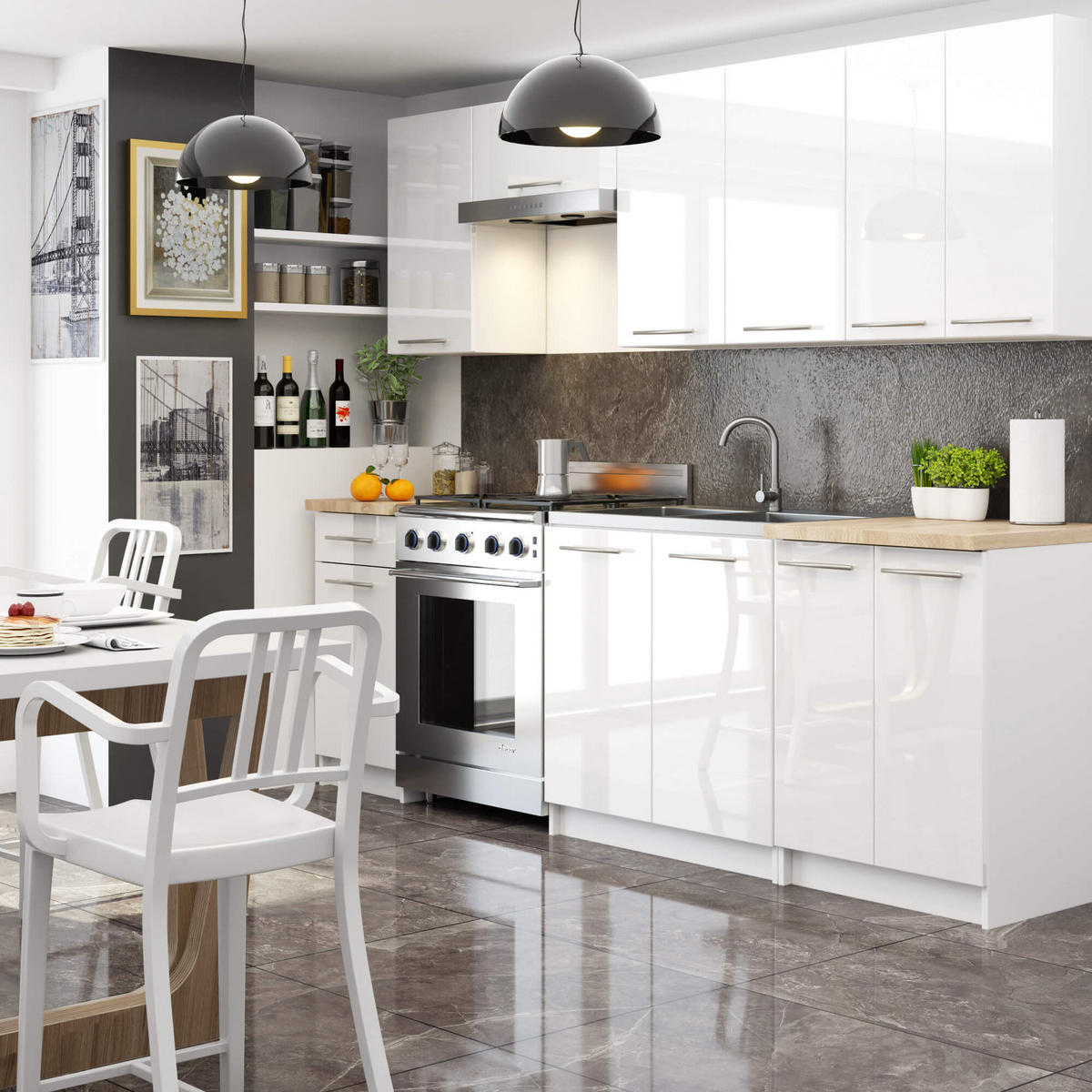 HÄNGESCHRANK Weiß, Weiß Glanz 72/30/30 - Weiß Hochglanz/Weiß, Holzwerkstoff (30/72/30cm) - RAUMHIRSCH FURNITURE