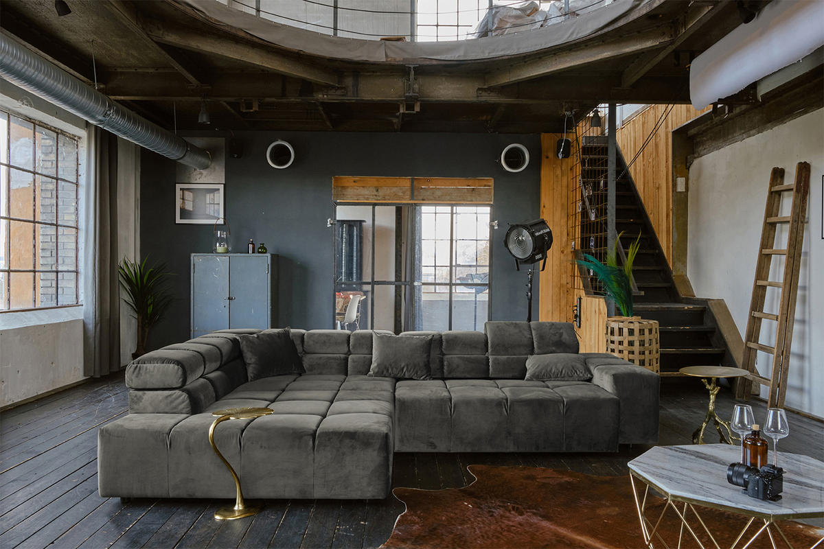 ECKSOFA MIT MOTORISCHEM SITZVORZUG NEVADA Grau Velvet - Schwarz/Grau, Textil (319/215cm) - KAWOLA