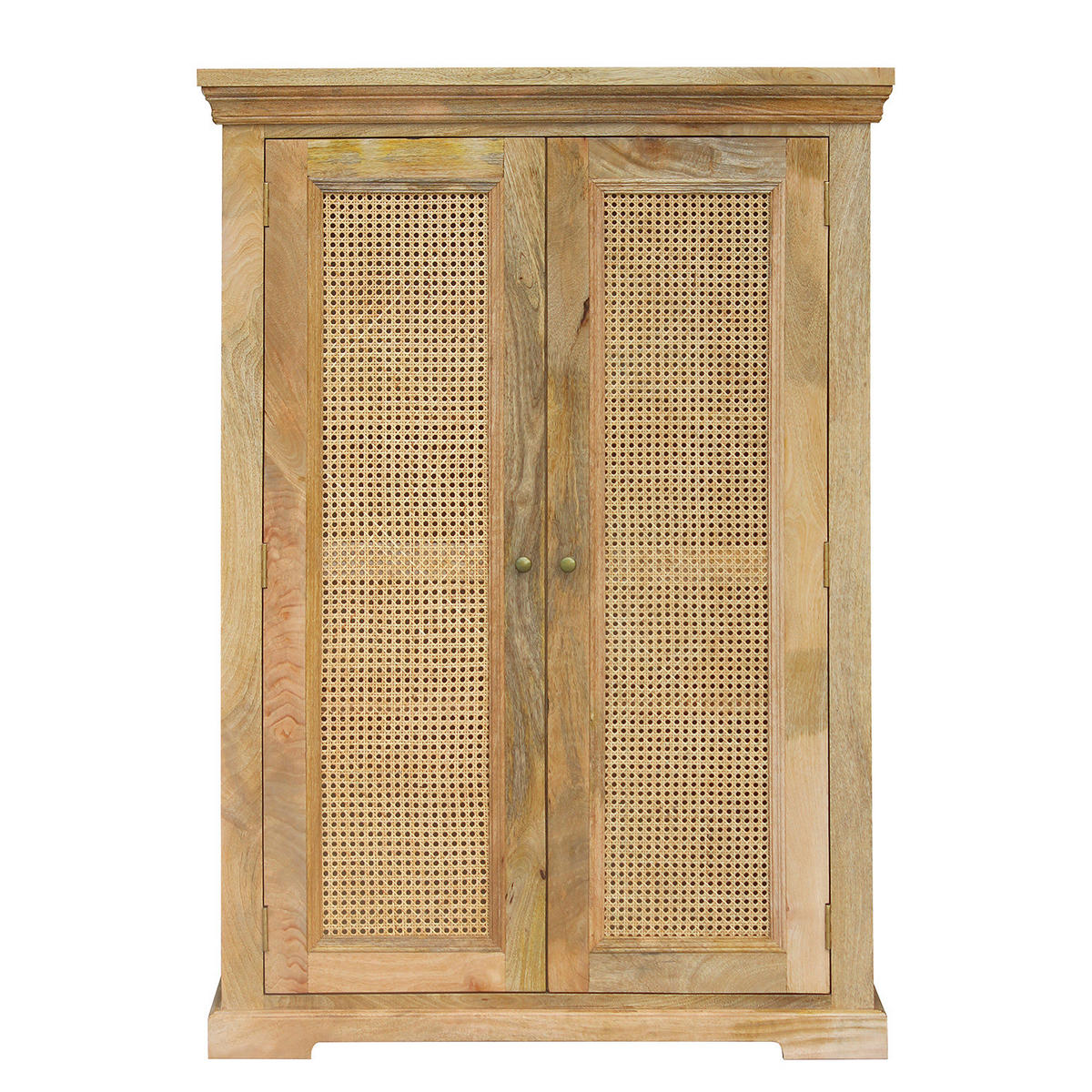 MASSIVES HIGHBOARD mit 2 Türen - Mango / Beige - Beige/Goldfarben, Naturmaterialien/Holz (100/145/40cm) - home24
