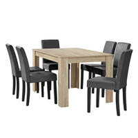 TISCHGRUPPE Forssa - Dunkelgrau/Naturfarben, Holz/Holzwerkstoff (140/77/90cm) - [en.casa]