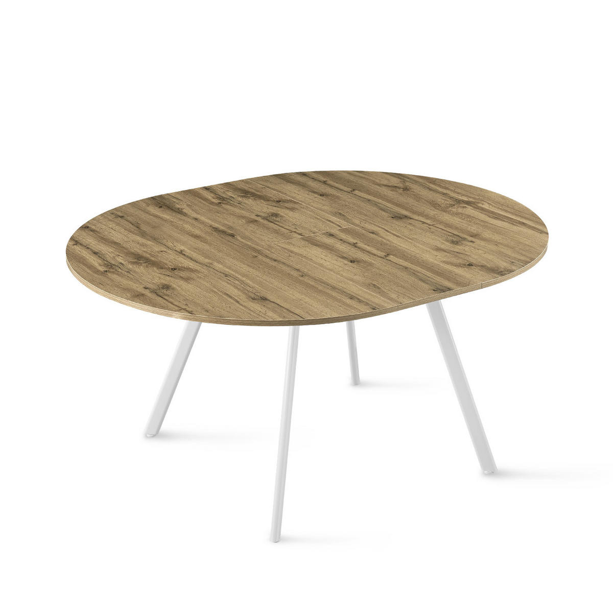 ESSTISCH LIV 120-150/120/76 cm Rund Eiche - Eichefarben/Weiß, Holzwerkstoff (120/120/76cm) - B&D Home