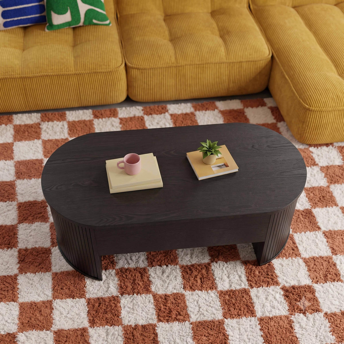 COUCHTISCH, schwarzes Holzeffekt - Schwarz, Holzwerkstoff (60/120/41cm) - Oviala