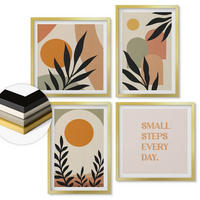 WANDBILDER 4er Set - 50x50 cm & 40x60 cm Goldrahmen - Abstrakte Pflanzenmotive - Goldfarben, Kunststoff (50/50cm) - ArtPrintCave