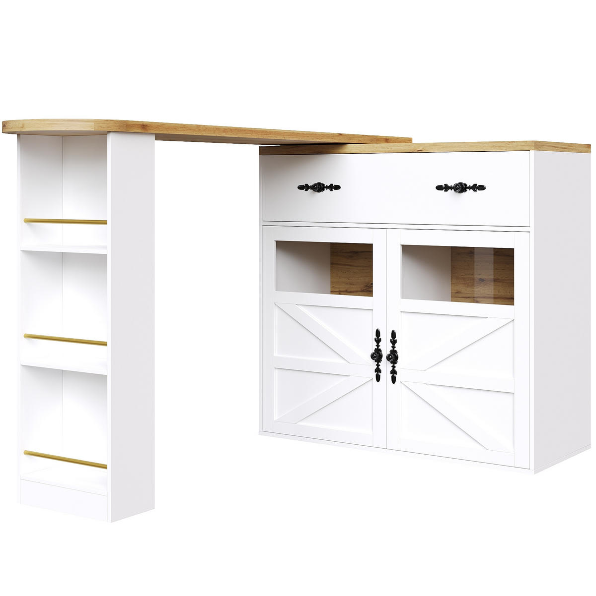 KÜCHENINSEL aus MDF 138-204x39x104 cm in Weiß mit 360° Drehfunktion - Weiß, Holzwerkstoff (204/104/39cm) - Modfu