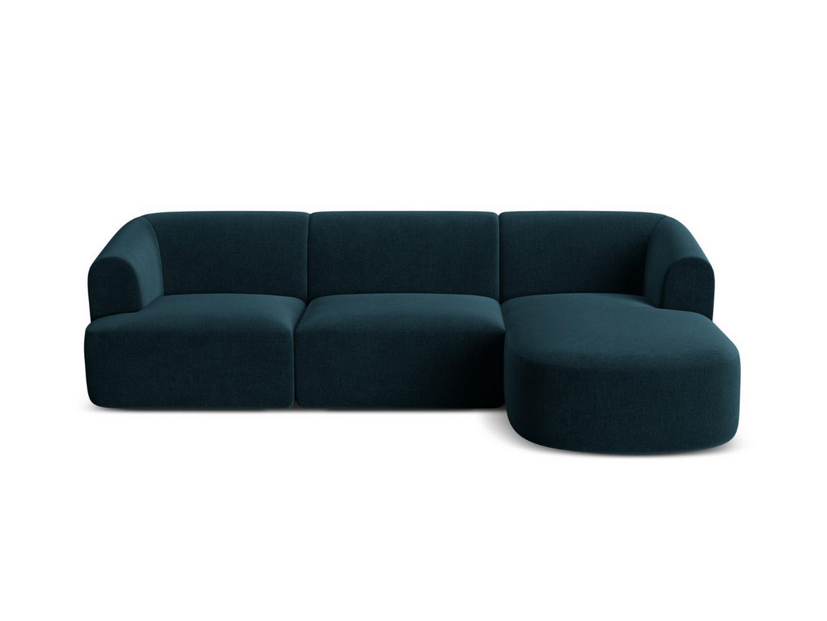 MODULARES-ECKSOFA rechts Campi aus Samt petrol 4 Sitzplätze - Petrol, Textil (156/256cm) - Cosmopolitan Design