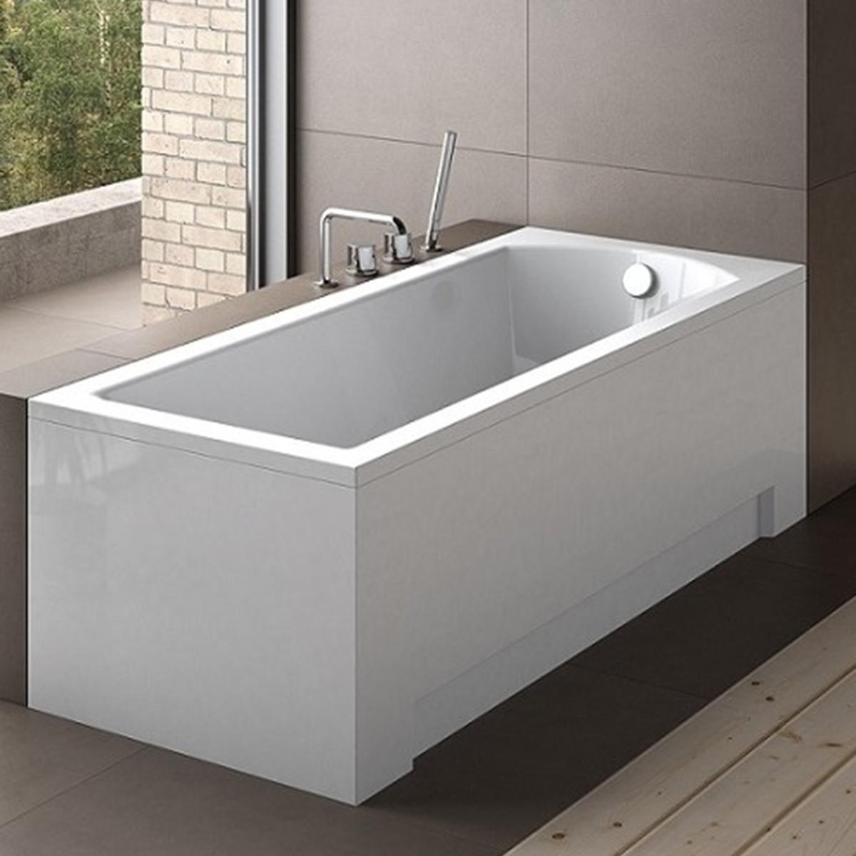 BADEWANNE Rechteck MODERN 180/80 mit Schürze Ablauf Füße - Weiß, Kunststoff (80/58.5/180cm) - bad land