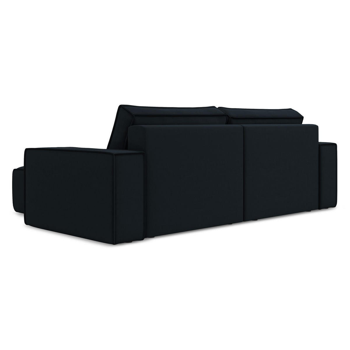 ECKSOFA mit Schlaffunktion Samt Stoff Blau - Blau/Schwarz, Kunststoff/Textil (257/148cm) - LaMiaSofa