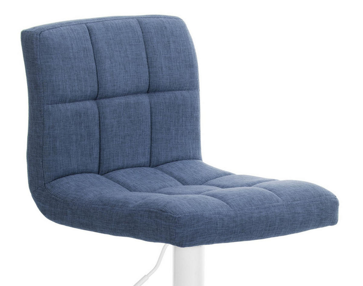 BARHOCKER Cala Stoff weiß blau - Blau/Weiß, Textil/Metall (46/114/47cm) - TPFLiving