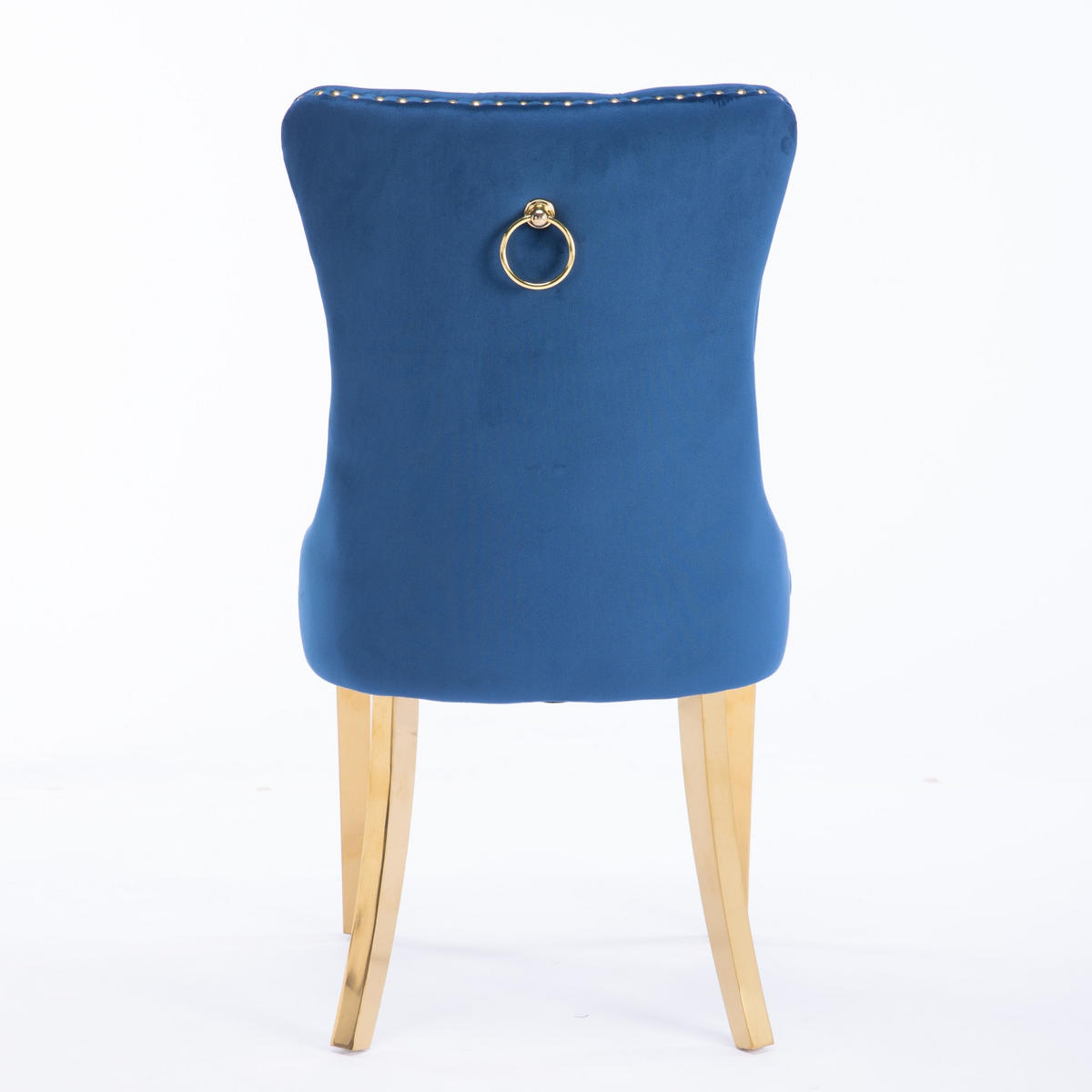 ESSZIMMERSTUHL 2er-Set aus Samt mit Nagelkopfbesatz, Blau - Blau, Textil (65/95/50cm)