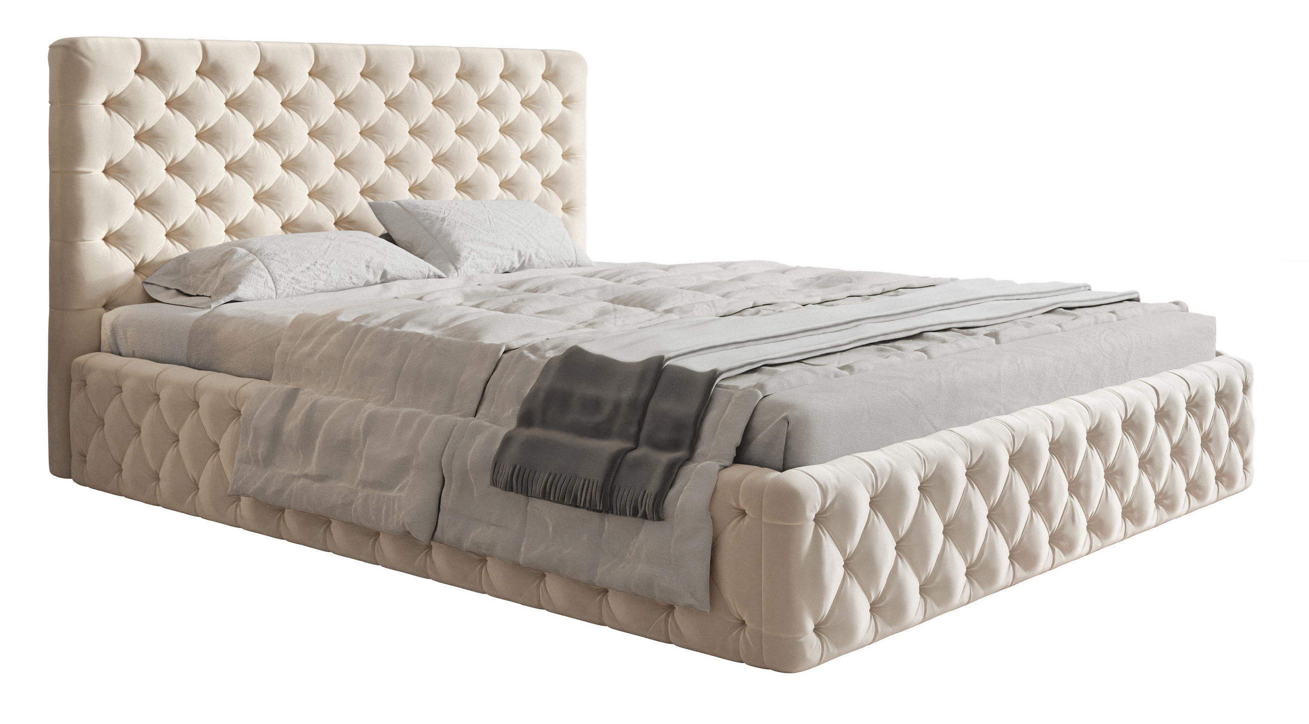 POLSTERBETT 160x200 mit Lattenrost Furis, Glamour, Beige - Beige, Holz/Textil (160/200cm) - Emporius