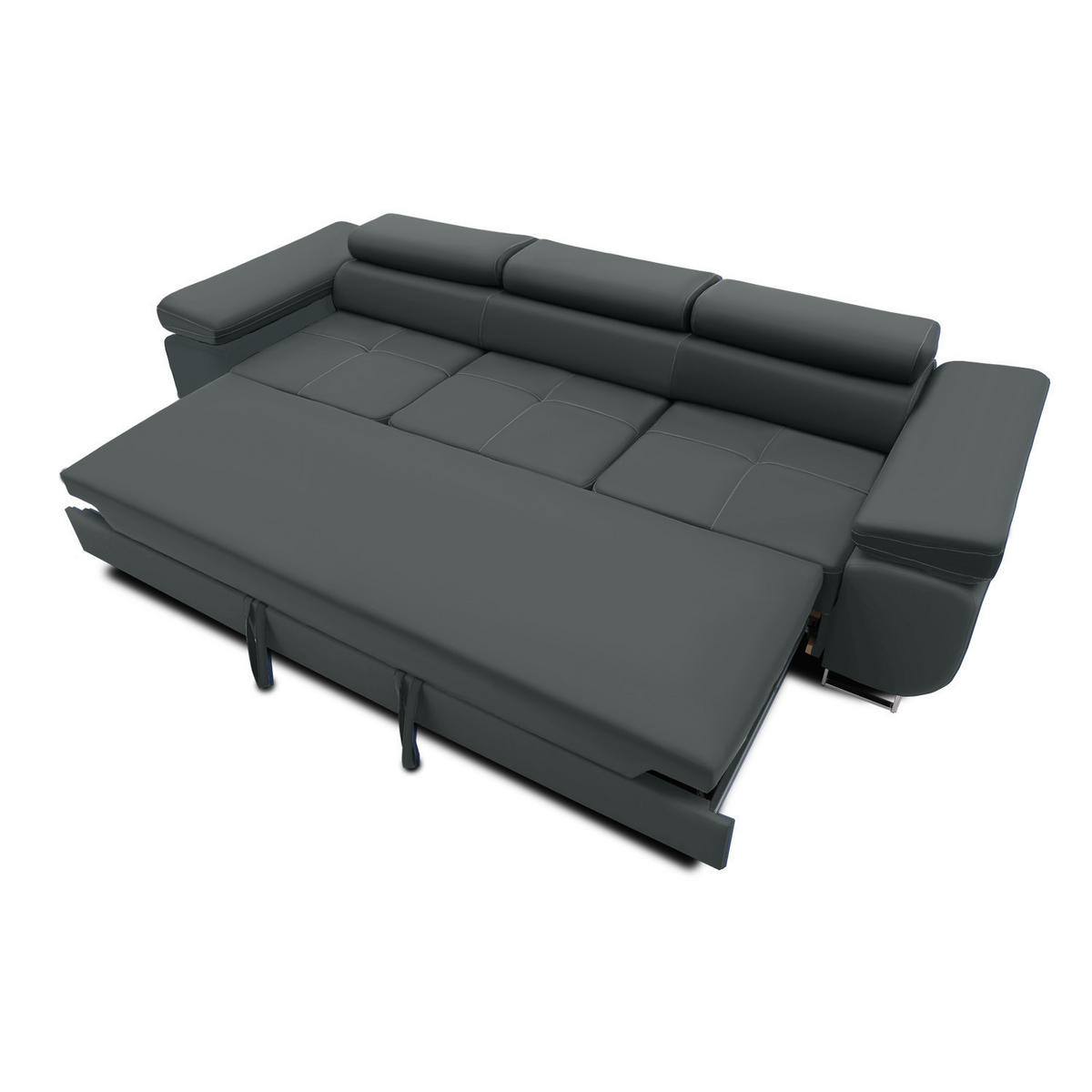 SOFA 3-SITZER MIT SCHLAFFUNKTION RIGATTO Dunkelgrau - Dunkelgrau, Textil (100/71/280cm) - Mebligo