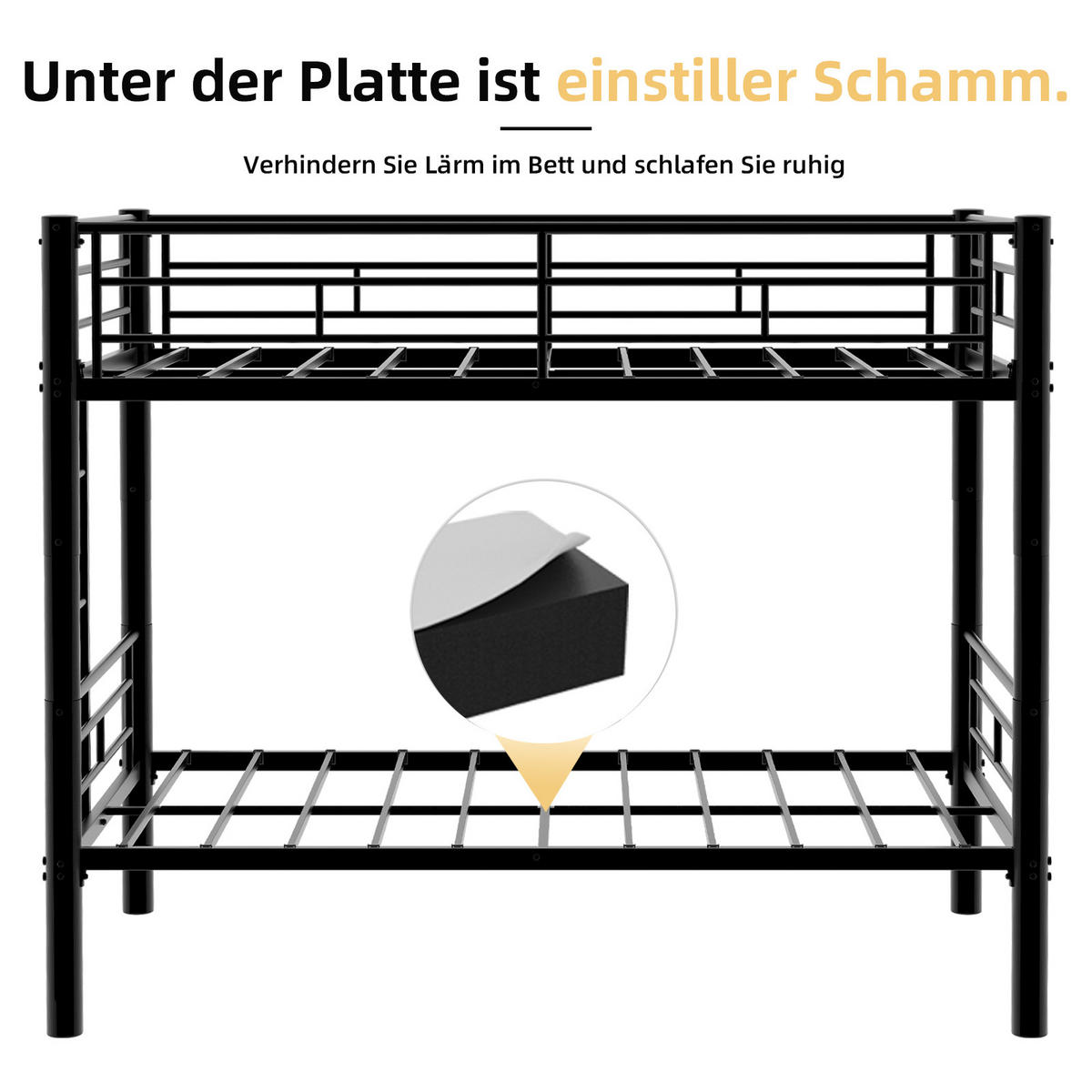 ETAGENBETT 90/190 mit Trennfunktion, Leiter und Geländern in Schwarz - Schwarz, Holzwerkstoff (90/190cm) - EVRYAE