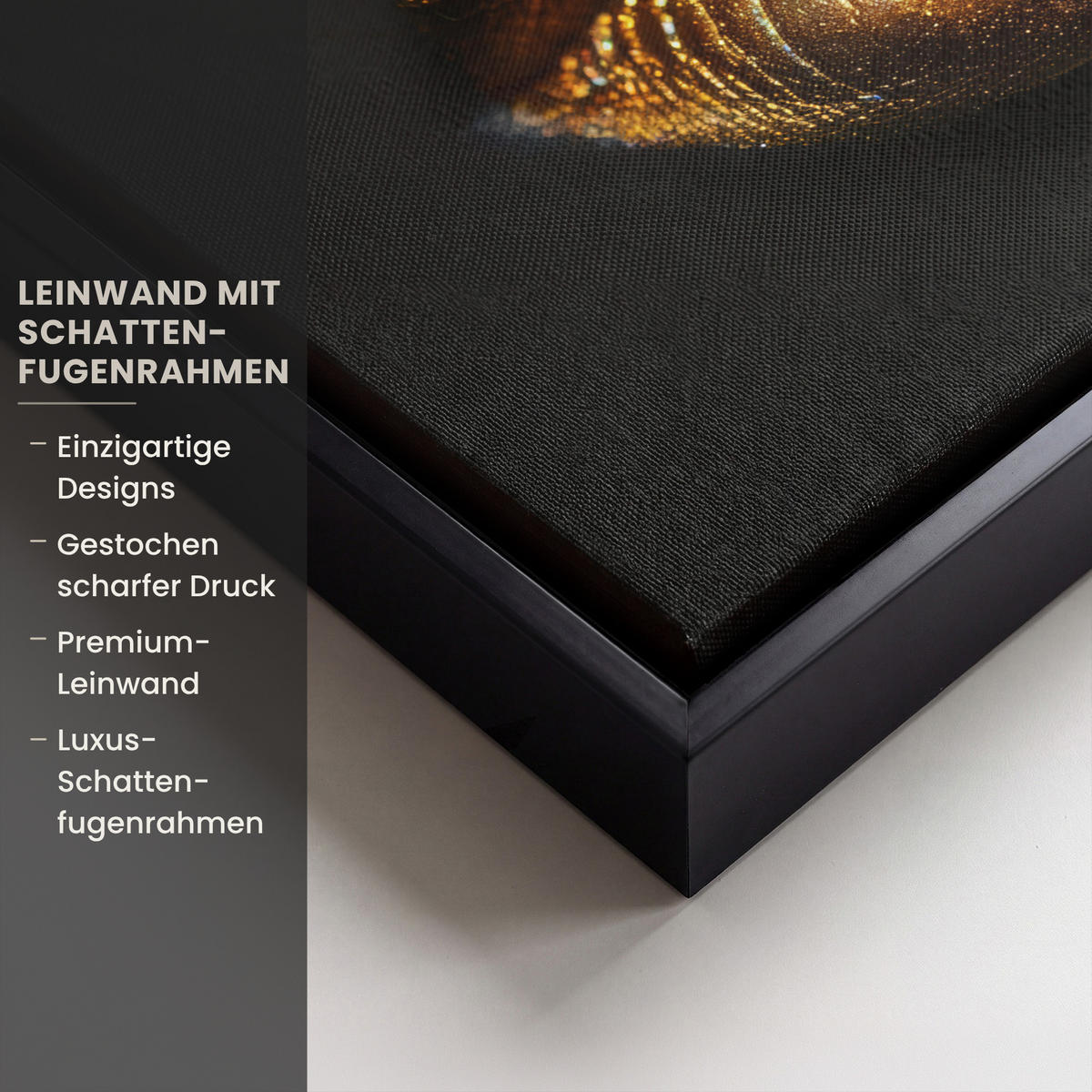LEINWAND Bilder mit Rahmen - Frau - Porträt - Lippen - Gold - Schwarz - 30x20 - Schwarz, Textil (30/20cm) - MuchoWow