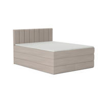 BOXBETT MEXICO 140/200 in Velours Beige mit Doppelmatratze - Beige, Holz/Holzwerkstoff (140/200cm) - Deine Möbel 24