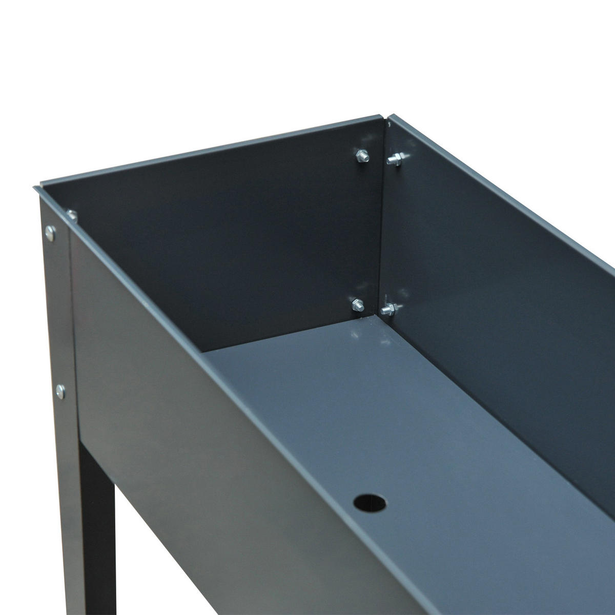 HOCHBEET, Kräuterbeet, Pflanzkasten mit 3 Abflusslöchern, Metall, Dunkelgrau - Dunkelgrau, Metall (30/80/100cm) - Outsunny