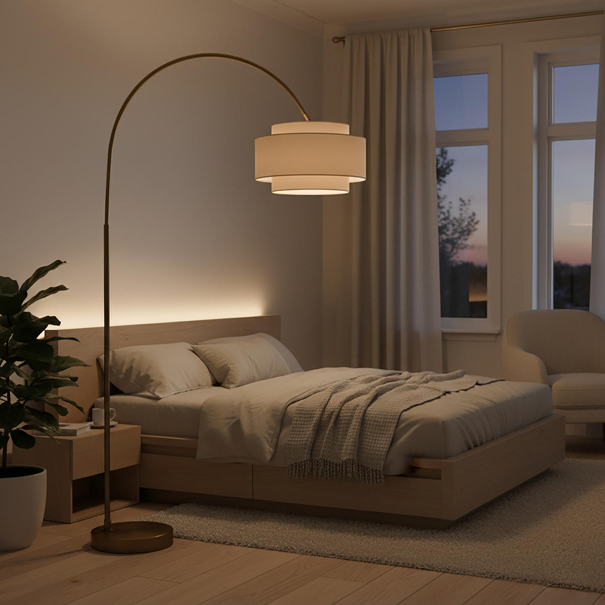 STEHLAMPE Weiß Gold Bogen - Multicolor, Textil/Metall (40/94.5/180cm) - Relaxdays