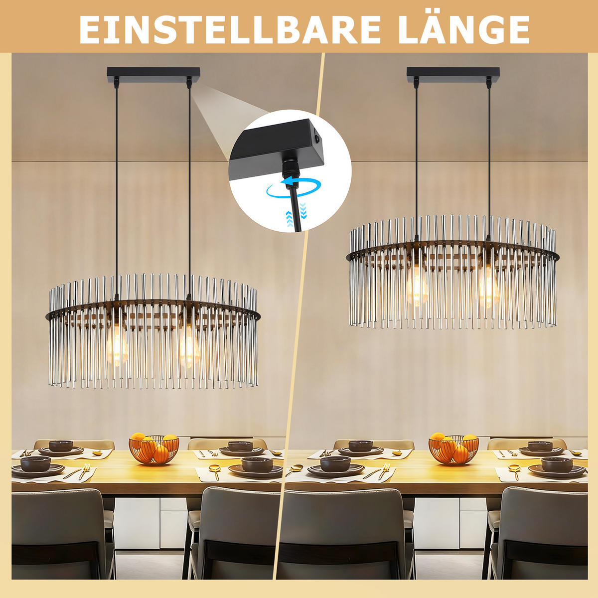 PENDELLEUCHTE Clover 25/60/150 cm - Schwarz, Glas (25/60/150cm) - ZMH