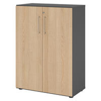 AKTENSCHRANK - 3 Ordnerhöhen 42/80/110 cm in Graphitfarben/Eichefarben - Eichefarben/Graphitfarben, Holzwerkstoff (80/110/42cm) - bümö