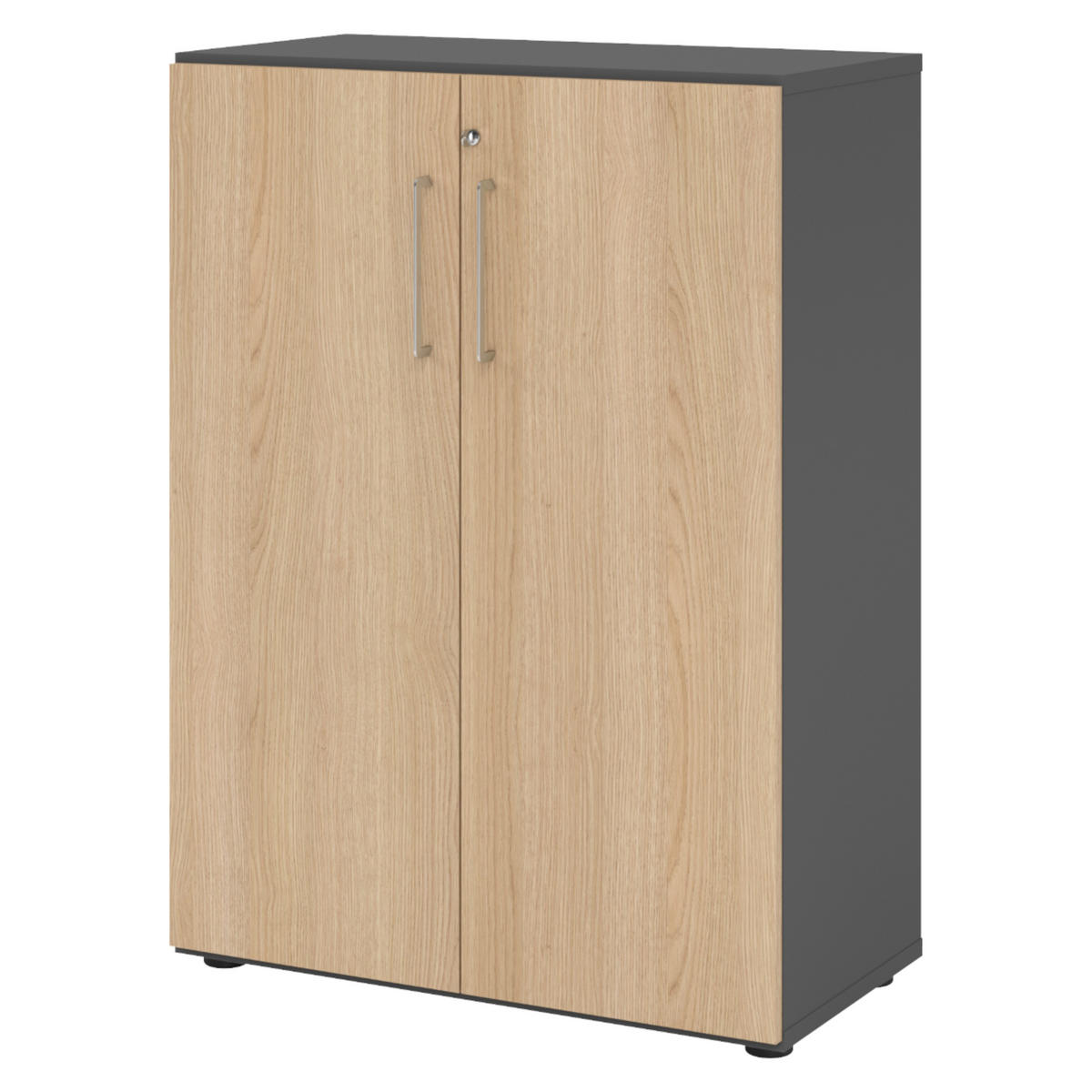 AKTENSCHRANK - 3 Ordnerhöhen 42/80/110 cm in Graphitfarben/Eichefarben - Eichefarben/Graphitfarben, Holzwerkstoff (80/110/42cm) - bümö