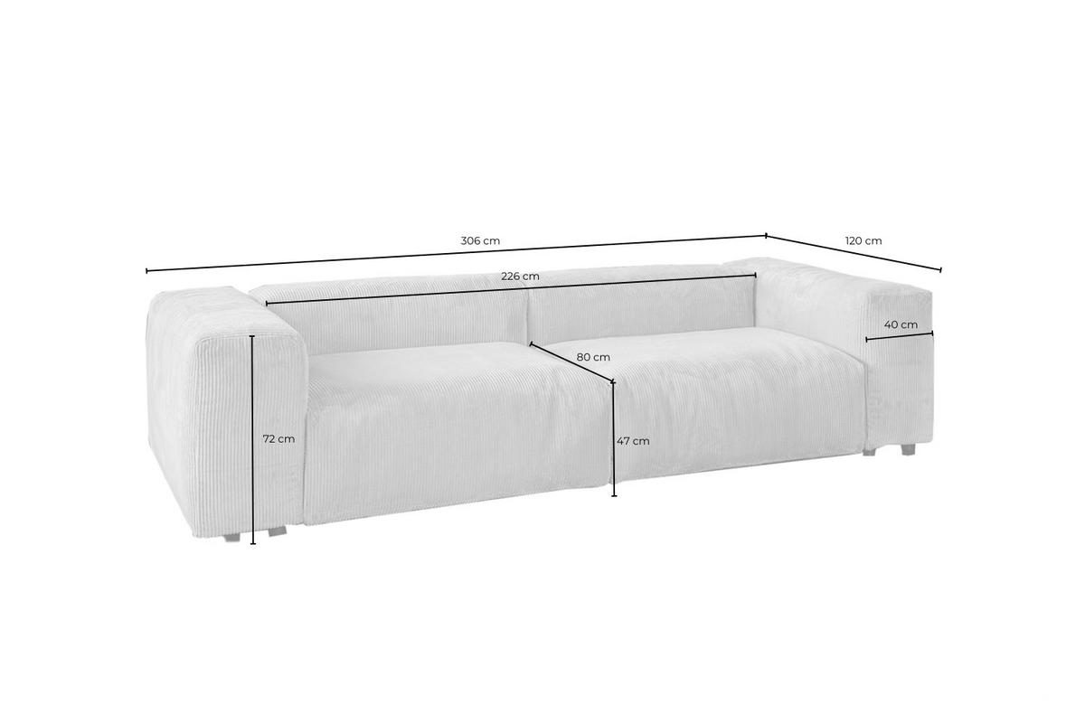 MODULSOFA MIA Taupe Cord - Taupe/Schwarz, Kunststoff/Textil (306/72/120cm) - KAWOLA