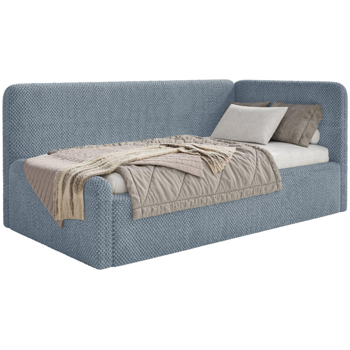 KINDERBETT Fanko Samt Blau 90x200 cm - Blau/Schwarz, Kunststoff/Textil (90/200cm) - Selsey