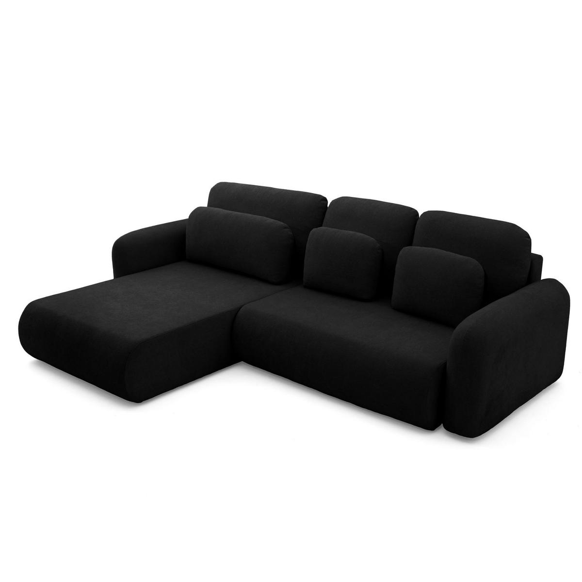 ECKSOFA NEST L Universal mit Schlaffunktion 157x240 Webstoff Schwarz - Schwarz, Holz/Textil (280/187cm) - Muffo