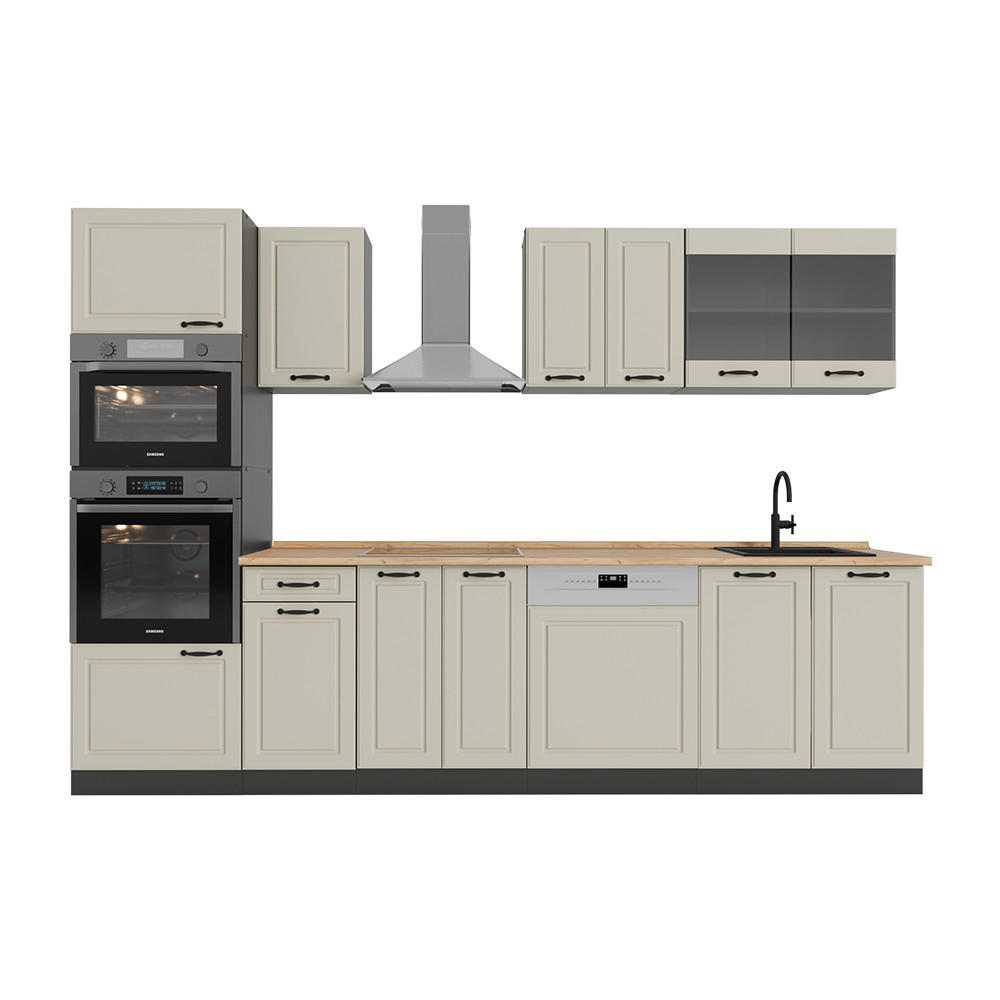 Vicco Küchenzeile Beige, Anthrazit 300x206.8x46 cm
