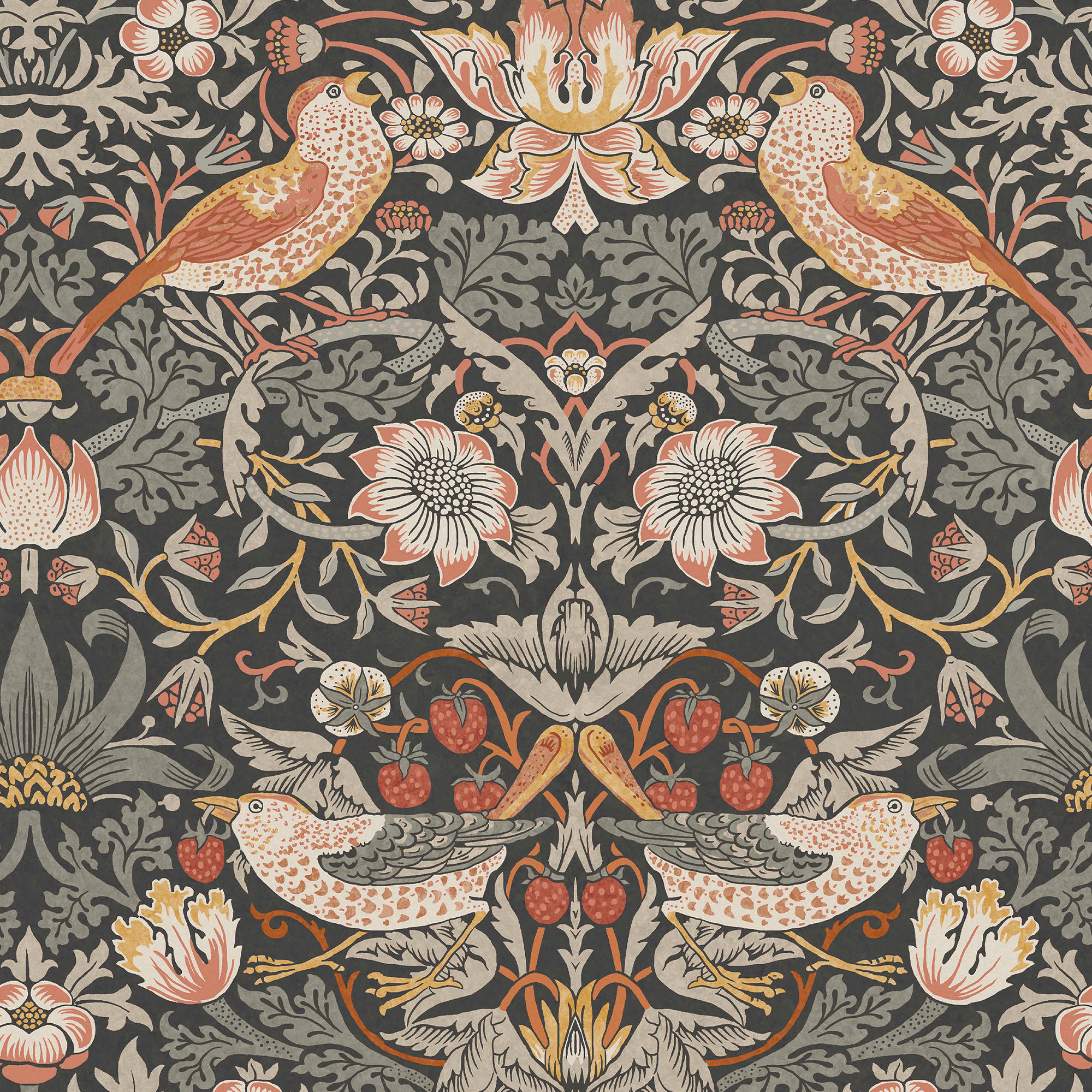 William Morris at Home Vliestapete Schwarz, Rot 52x1000 cm