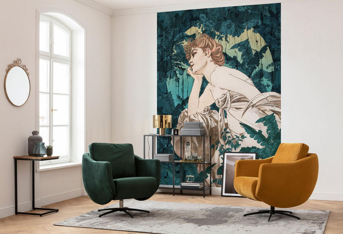 FOTOTAPETE Jugendstil 200 x 280 cm - Grün, Papier (200/280cm) - Sanders & Sanders