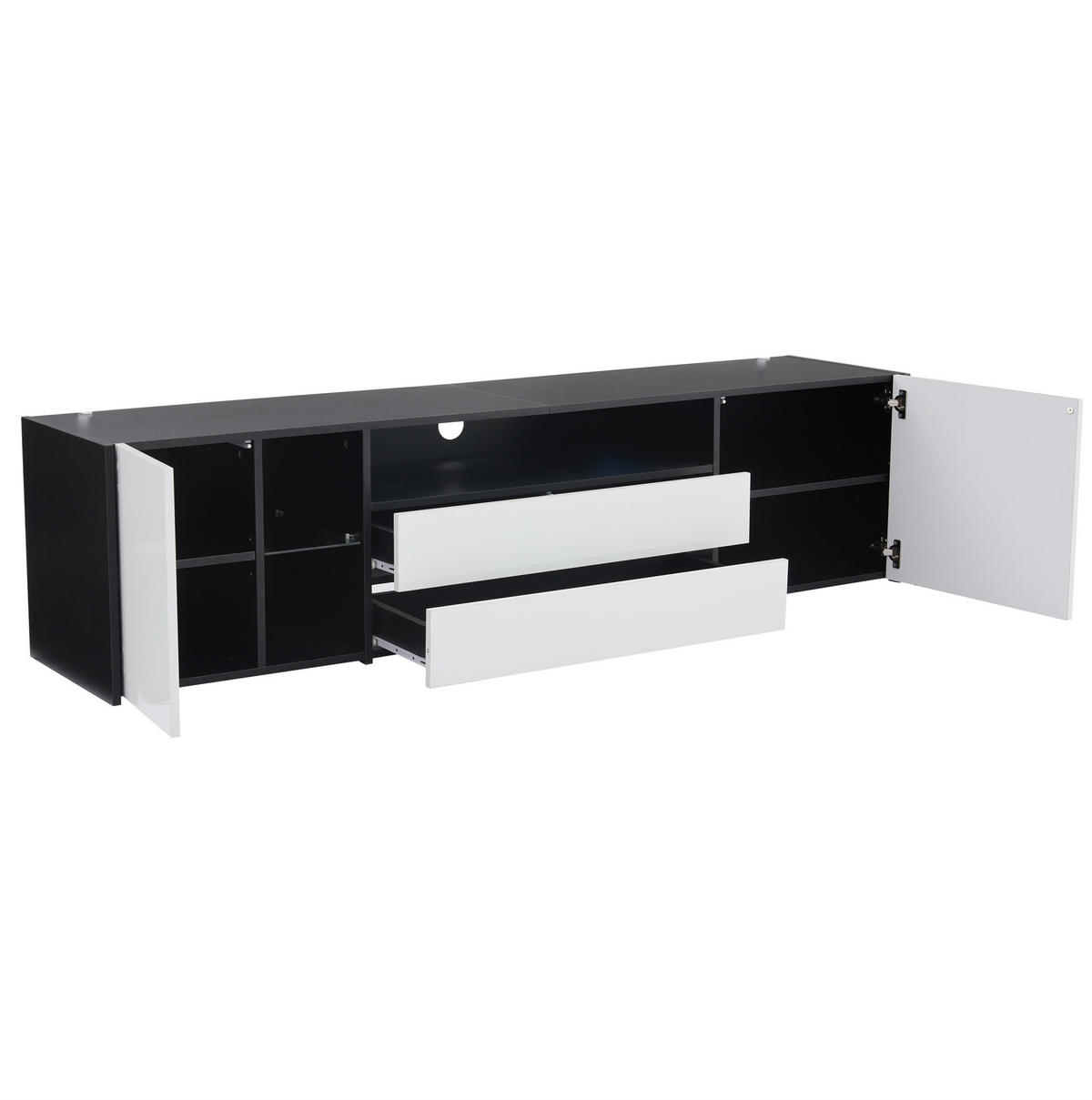 TV-ELEMENT mit LED 180 x 40 x 45 cm Weiß/Schwarz - Weiß, Holzwerkstoff (40/45/180cm) - Beauniv
