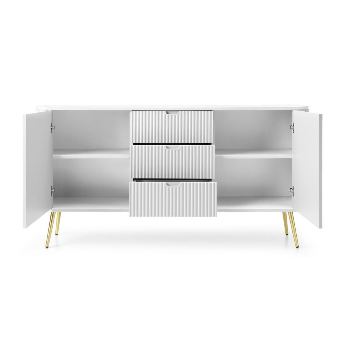 SIDEBOARD Zova Weiß mit goldenen Beinen 168 cm - Goldfarben/Weiß, Holzwerkstoff/Metall (168/87/39cm) - Selsey