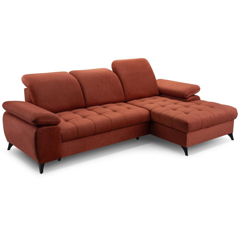 ECKSCHLAFSOFA Bello dunkelrot rechts - Schwarz/Dunkelrot, Textil (265/156cm) - Beautysofa