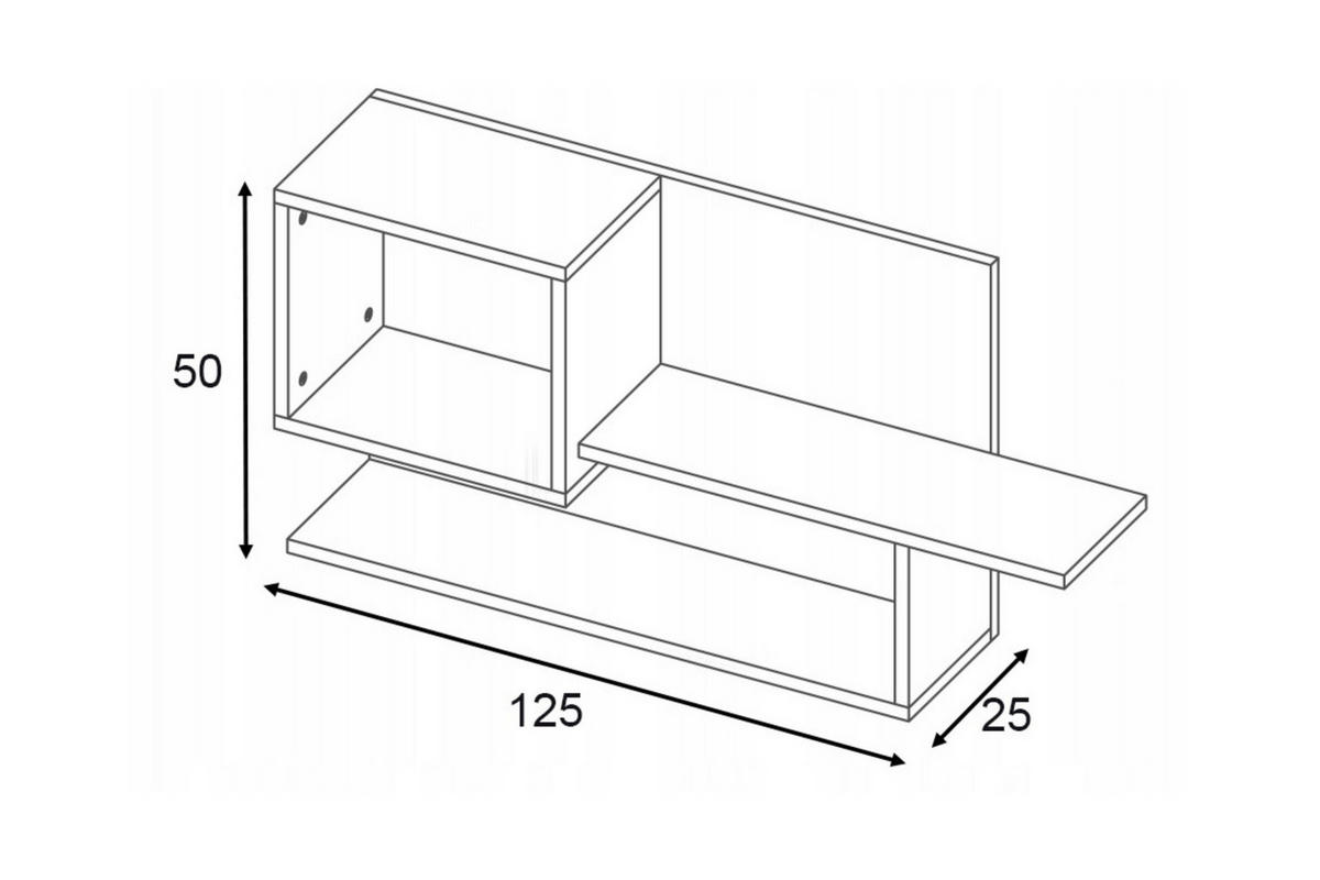KINDER-WANDREGAL JUSTIN 12 120 cm breit in Weiß / Graphit / Grau / Eiche - Eichefarben/Graphitfarben, Holzwerkstoff (120/50/25cm) - Deine Möbel 24