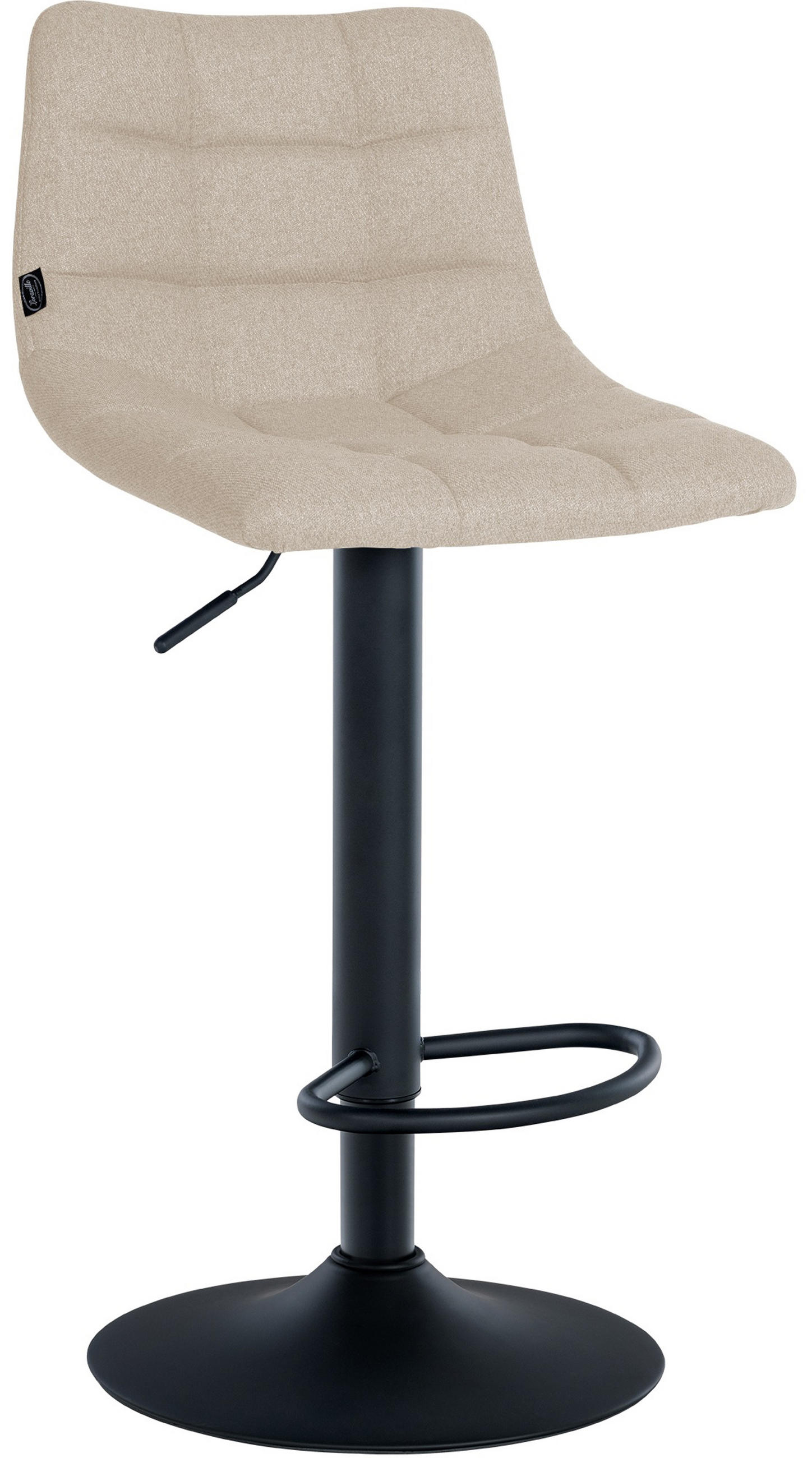 BARHOCKER James Stoff schwarz creme - Schwarz/Naturfarben, Textil/Metall (43/108.5/46.5cm) - TPFLiving