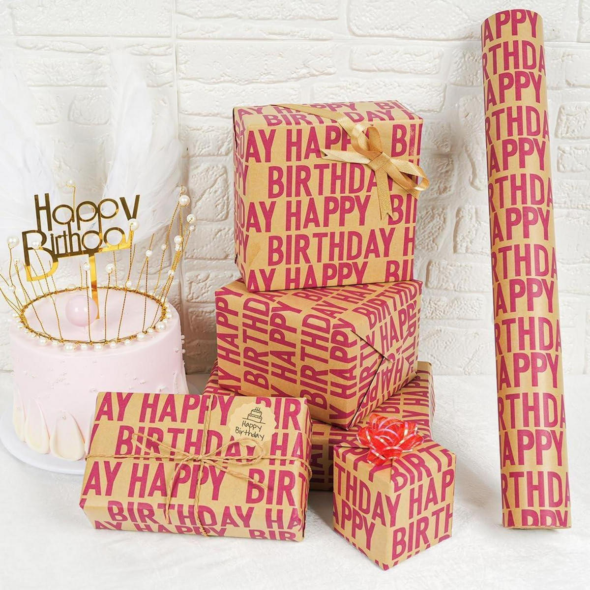 GESCHENKPAPIER Geburtstag Rolle 15 m x 43 cm Set - Rot, Papier (43/1/1500cm)