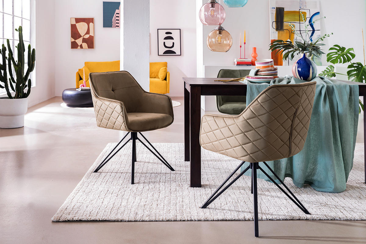 ARMLEHNENSTUHL - Taupe, Textil/Metall (60/82/62cm) - home24