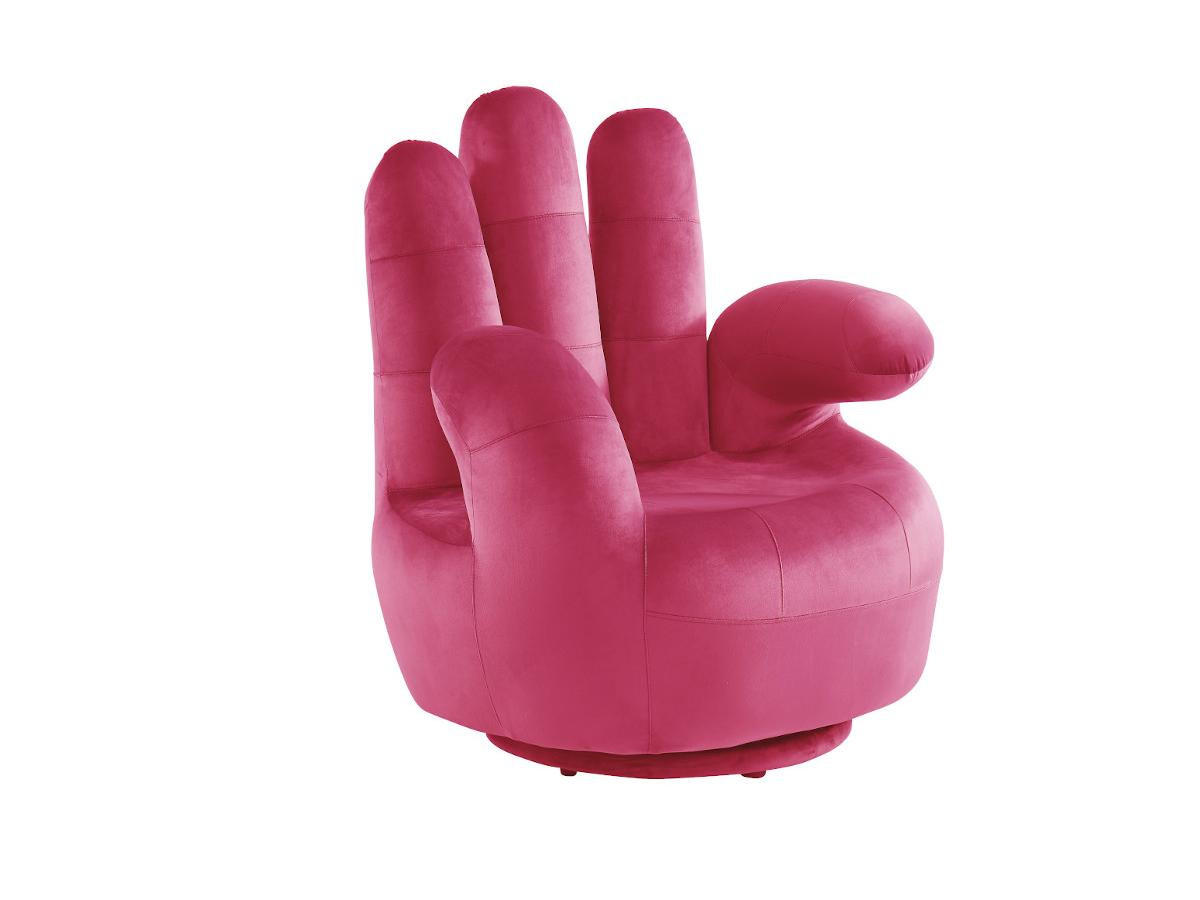 FINGERSESSEL drehbar - Samt - Fuchsia - CATCHY - Pink, Textil (78/89/82cm) - Vente-Unique