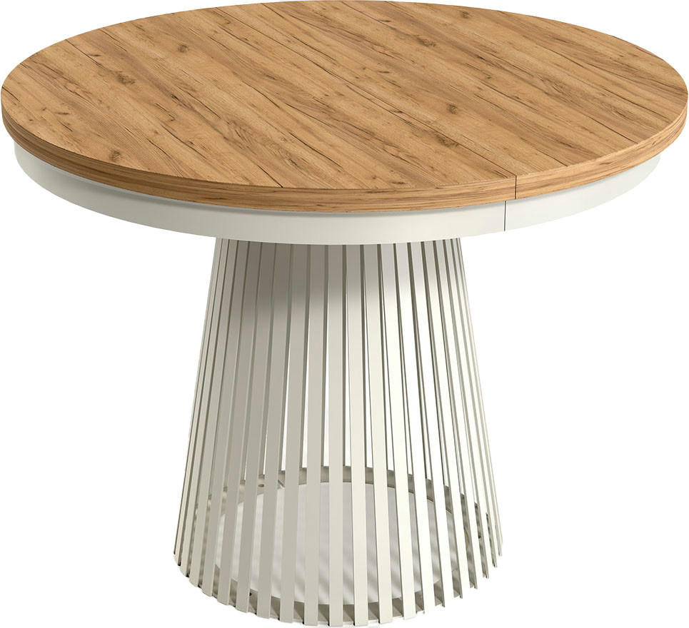 ESSTISCH Scala runder ausziehbarer, Braun 100-180/100/75 cm - Kaschmir/Eiche Wotan, Holzwerkstoff/Metall (100/100/75cm) - WFL GROUP