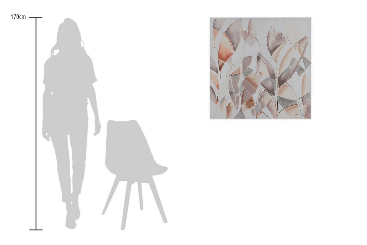 ACRYLBILD HANDGEMALT 80/80 cm - Taupe/Grau, Holz/Textil (1.3/80cm) - KUNSTLOFT