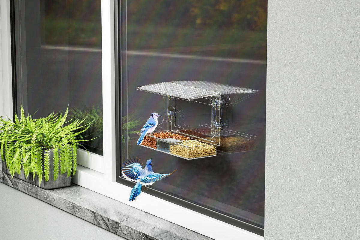 VOGELFUTTERSPENDER,KUNSTSTOFF, transparent, 24,89 x 10,16 x 16,76 cm - Transparent, Kunststoff (10.16/16.76/24.89cm) - Authentics