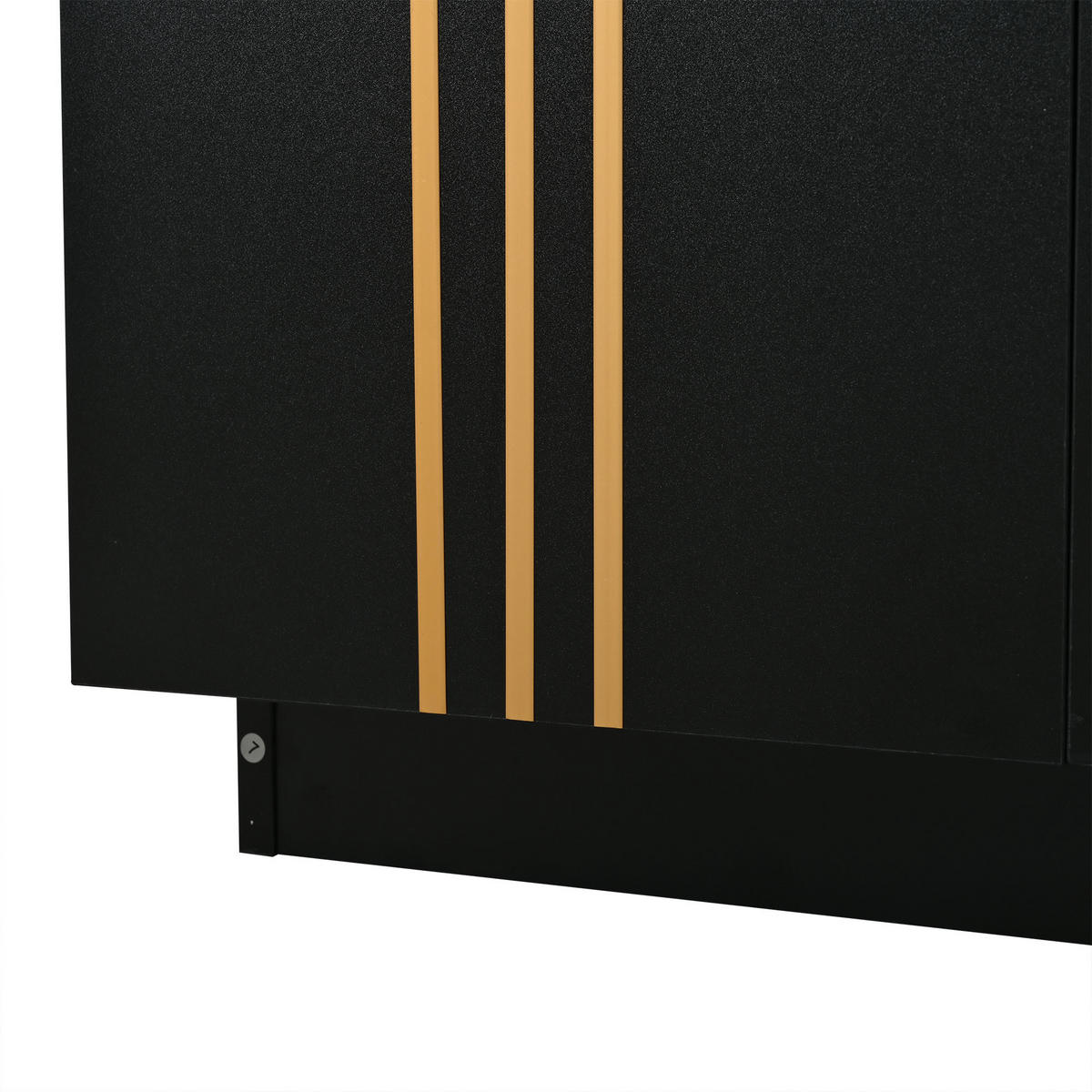 SIDEBOARD 35/140/70 cm in Schwarz mit 4 Türen und goldenen Linien - Schwarz, Holzwerkstoff (140/70/35cm) - CHICFURN