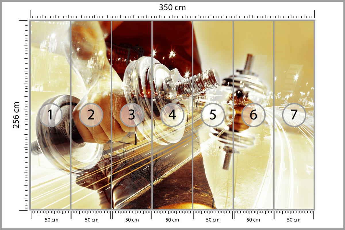 FOTOTAPETA Pre Študentskú Izbu Športovec Muž Mesto Noc Ulica 350 x 256 cm - hnedá/čierna, papier (350/256cm) - Muralo