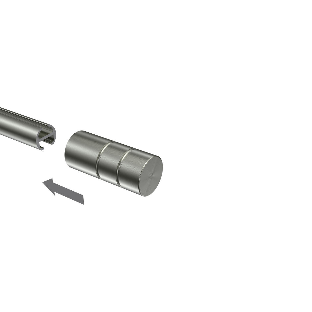 ENDSTÜCKE FÜR GARDINENSTANGEN 16 mm Ø, Caras Edelstahl-Optik, Packung 2 Stück - Edelstahlfarben, Metall (5/2.2/2.2cm) - INTERDECO