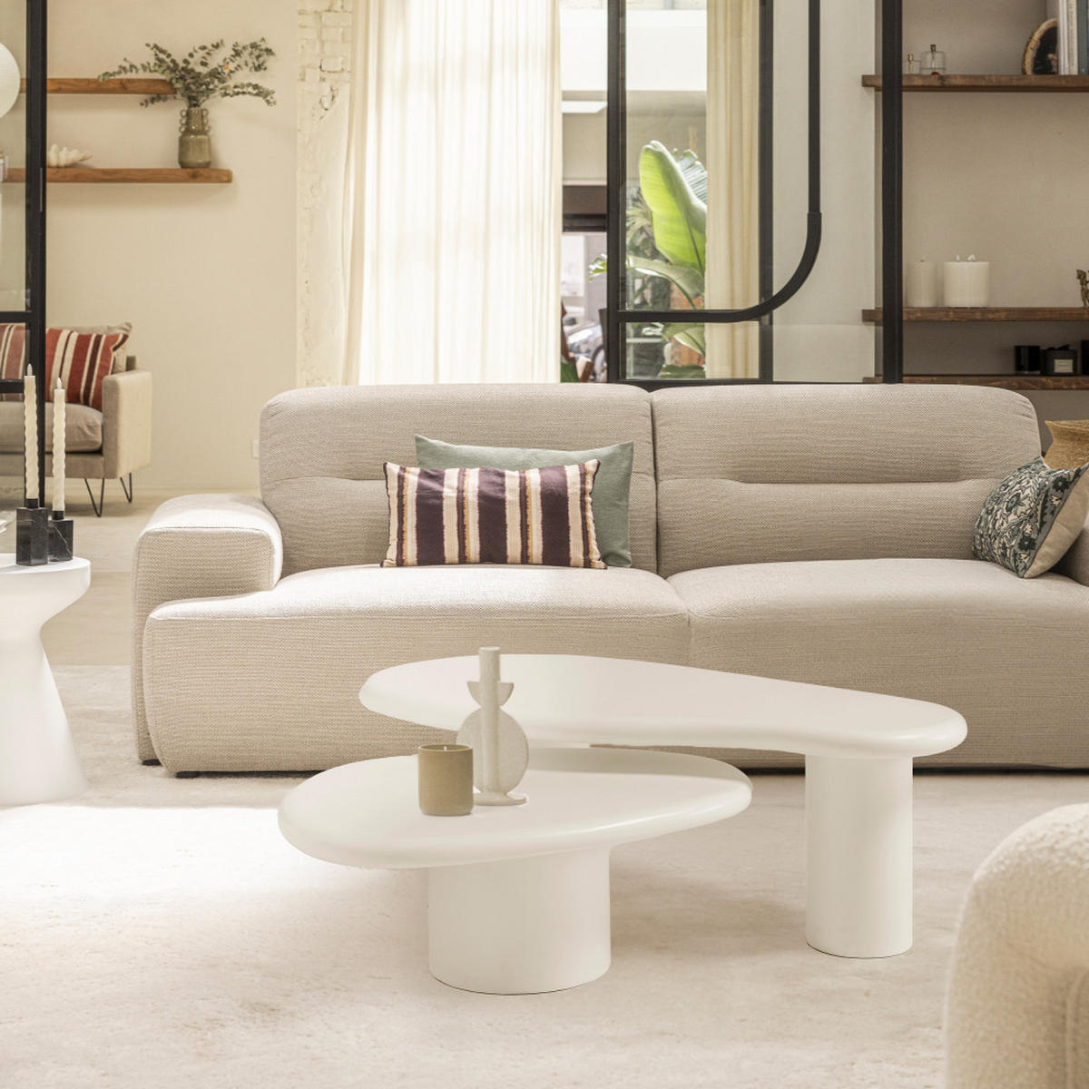 COUCHTISCH - Betonzement - Weiss - Weiß, Stein (60/120/40cm) - Drawer