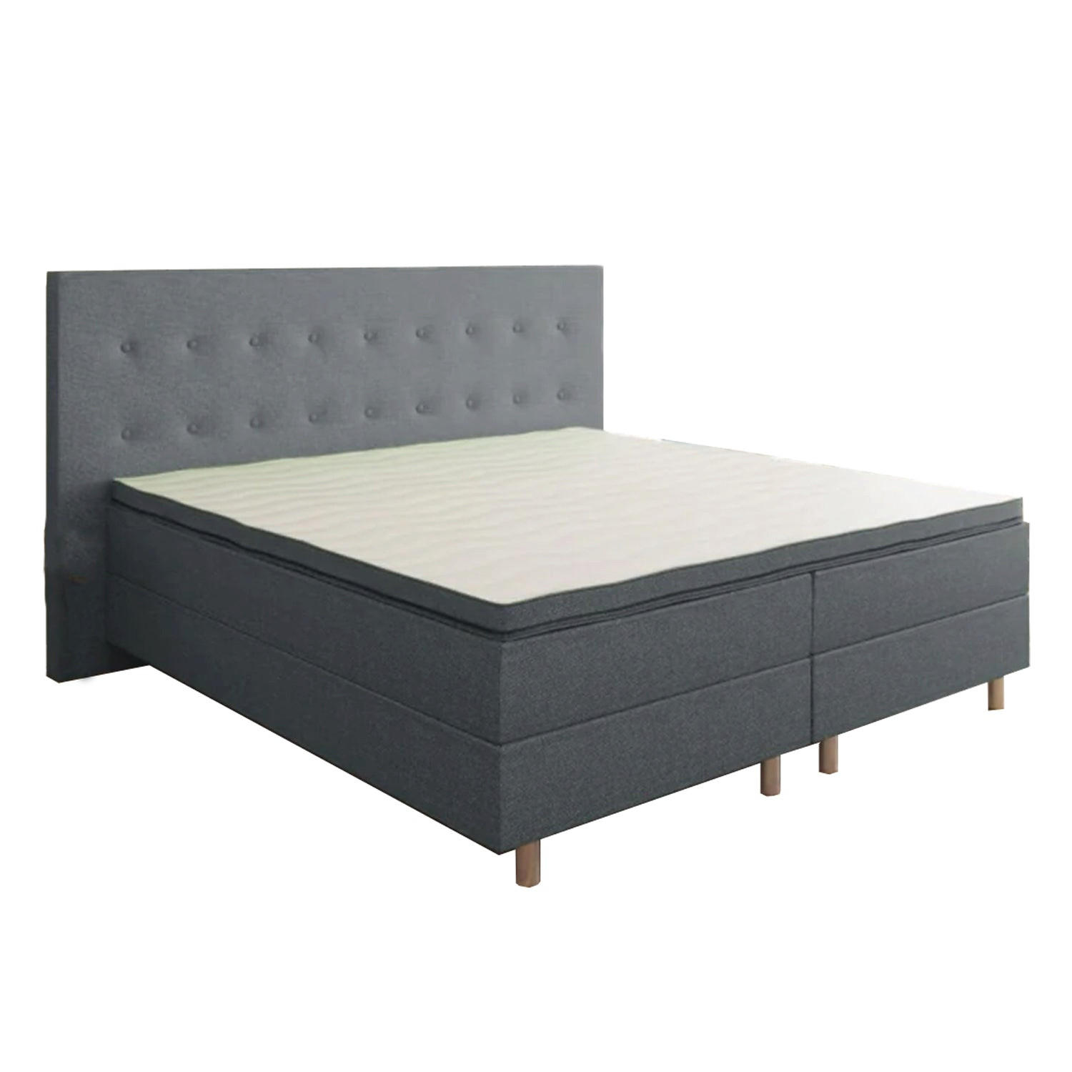BOXBETT RIO Barcelona 5-Zonen mit Visco Topper H3 First Class Bett in verschiedenen Farben und Größen - Grau, Holz/Holzwerkstoff (180/200cm) - Best For Home