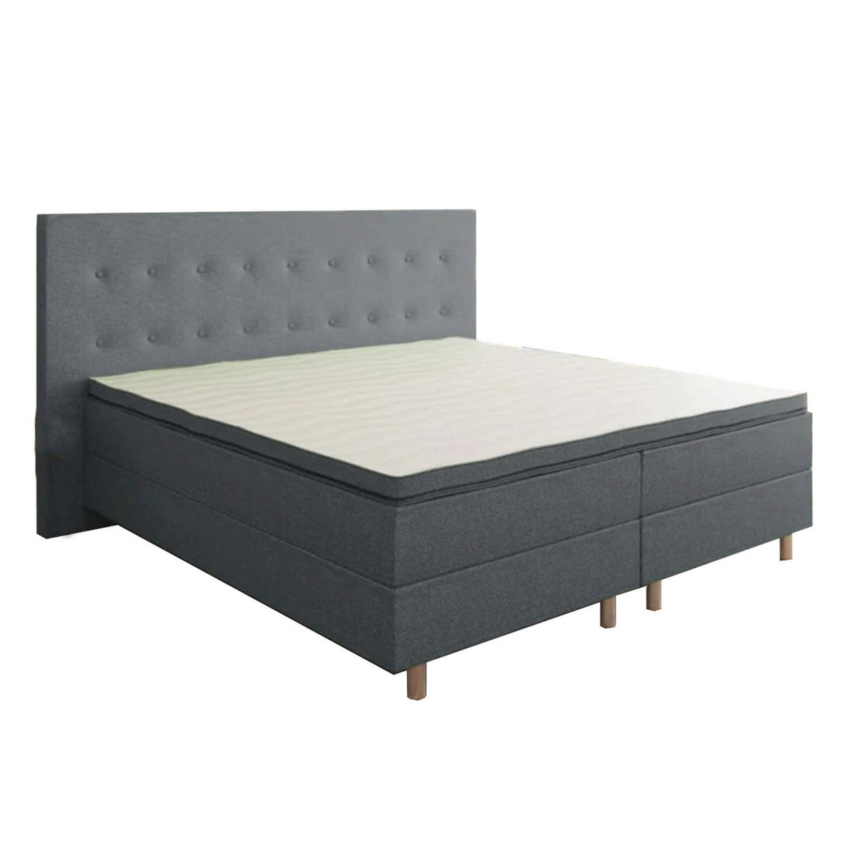 BOXBETT RIO Barcelona 5-Zonen mit Visco Topper H3 First Class Bett in verschiedenen Farben und Größen - Grau, Holz/Holzwerkstoff (180/200cm) - Best For Home
