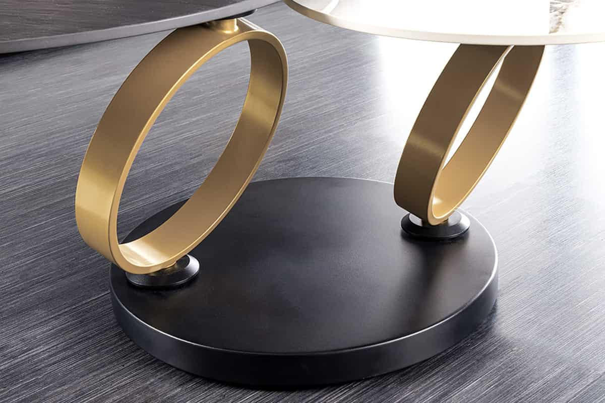 COUCHTISCH DANCING RINGS Keramik Schwarz 135 cm - Goldfarben/Schwarz, Keramik/Metall (80/134/44cm) - riess-ambiente
