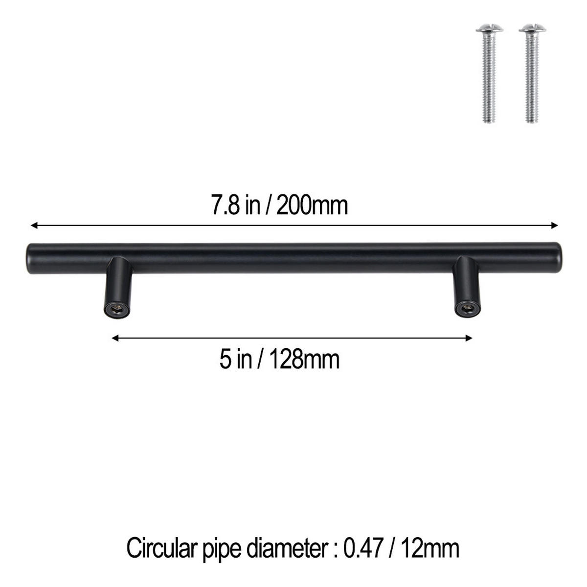 MÖBELGRIFFE 10er-Set aus rostfreiem Edelstahl Schwarz Vielseitig einsetzbar Einfache Montage Angenehme Haptik Pflegeleicht 200 mm - Schwarz, Metall (20/1/12.8cm) - Livingandhome